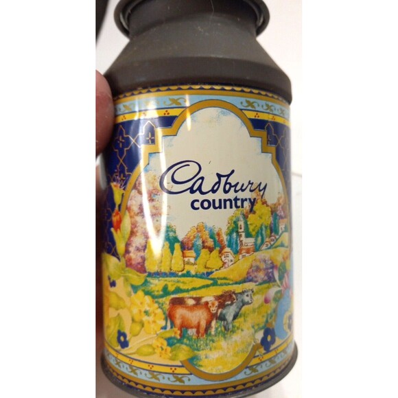 Cadbury Candies Milk Can Style Tin Countryside Vintage Pastoral Cows Patina - Picture 4 of 8
